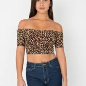 American Apparel leopard off shoulder crop